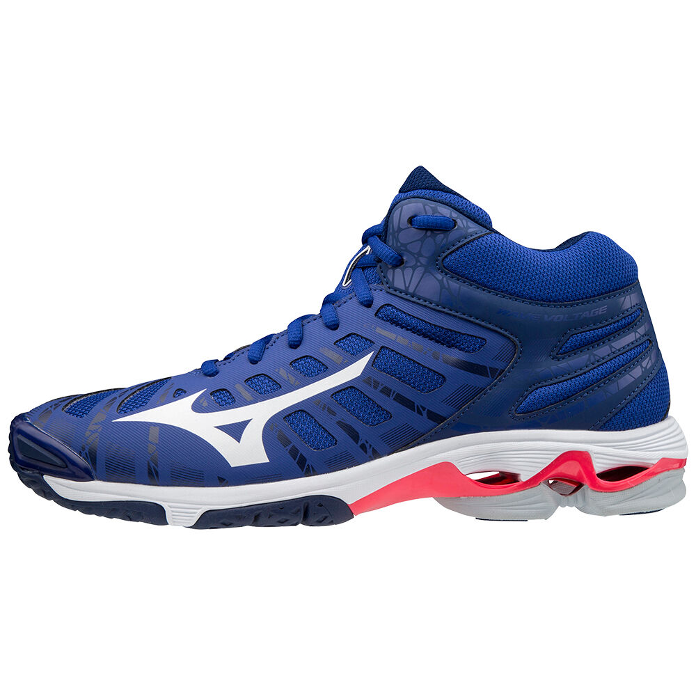 Zapatillas Voleibol Mizuno Wave Voltage Mid Hombre Azules/Blancas/Rosas Comprar HUGB-01923